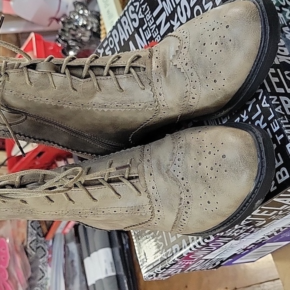 Jacobies Khaki Ankle Zip Boots Size 8.5 - Picture 3 of 11